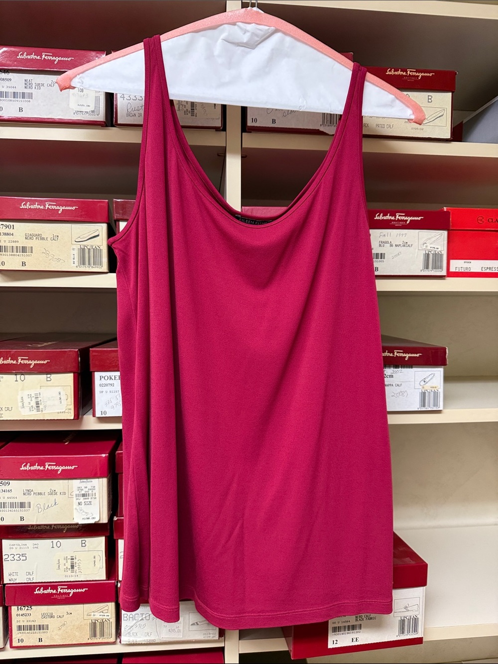 Eileen Fisher Fuchsia Sleeveless 100% silk Tank Top